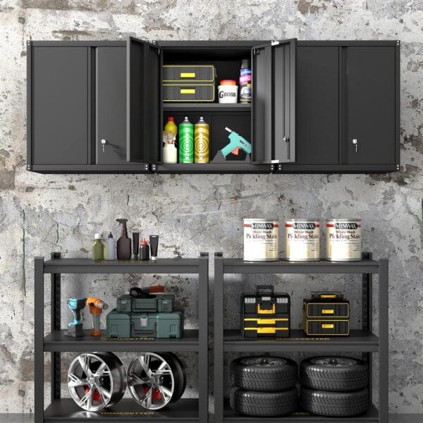 Metal Wall Cabinet with Doors and Shelves for Garage Storage - Image 3