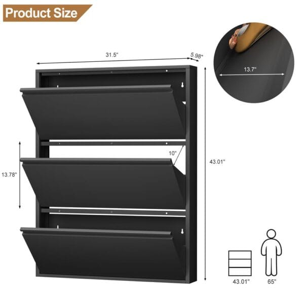 3-layer-black-shoe-cabinet-size