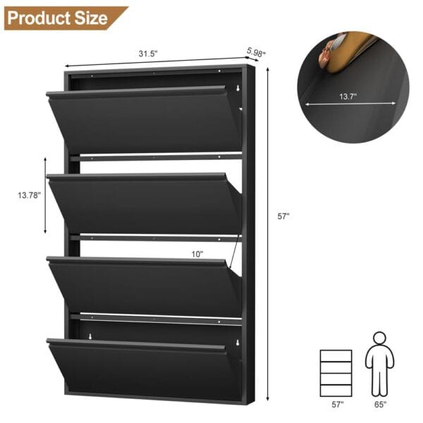 4-layer-black-shoe-cabinet-size