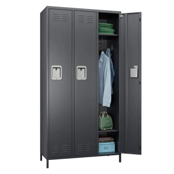 3-Door Metal Locker Storage Cabinet for Home, Gym, and Office - Image 5