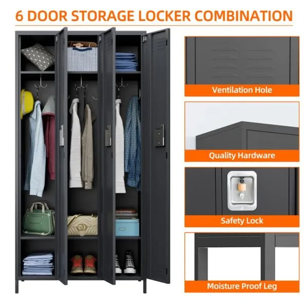 3-Door Metal Locker Storage Cabinet for Home, Gym, and Office - Image 7