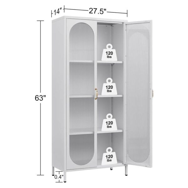 Tall Metal Display Cabinet with Glass Doors and Shelves - Image 2