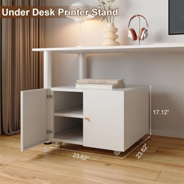 Printer Stand with Storage and Wheels – Perfect for Office Organization - Image 9