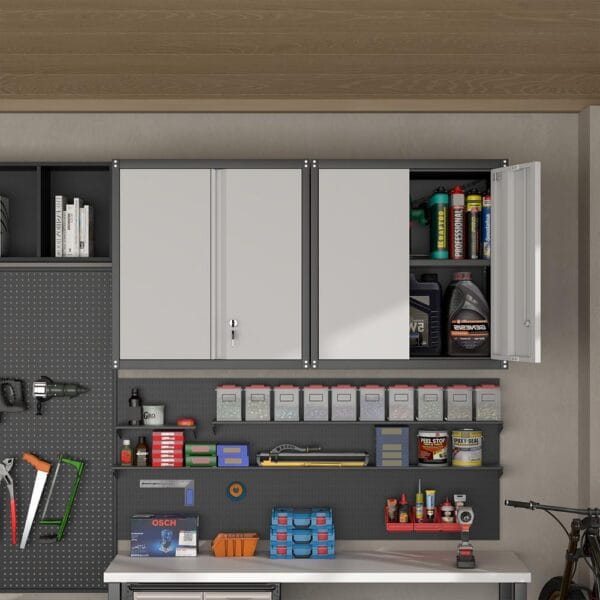 Metal Wall Cabinet with Doors and Shelves for Garage Storage - Image 7