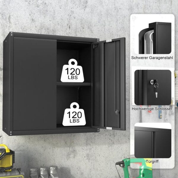 Metal Wall Cabinet with Doors and Shelves for Garage Storage - Image 4